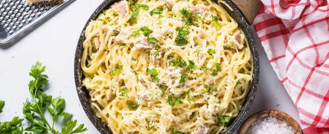 Marios Italian Deli Pasta Carbonara with Bacon and Cream Sauce