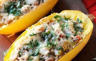 Marios Meat market & Deli | Recipe of Italian Spaghetti Squash Boats with Chicken Sausage