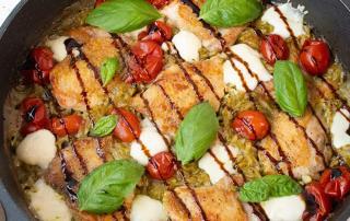 Chicken Orzo with Tomatoes & Pesto