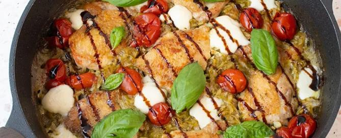 Chicken Orzo with Tomatoes & Pesto