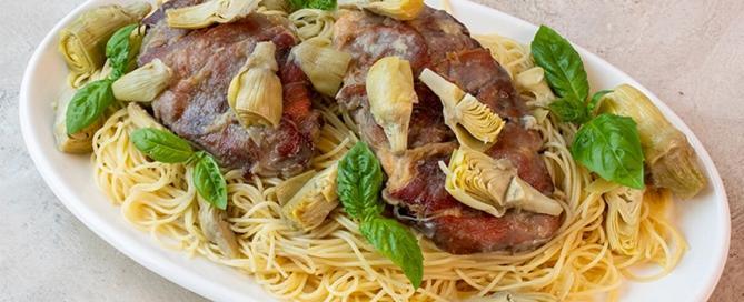 Chicken Saltimbocca with Artichokes