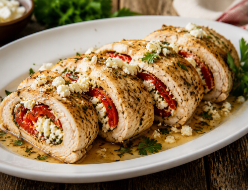 Chicken Rollatini with Ricotta Salata & Roasted Peppers