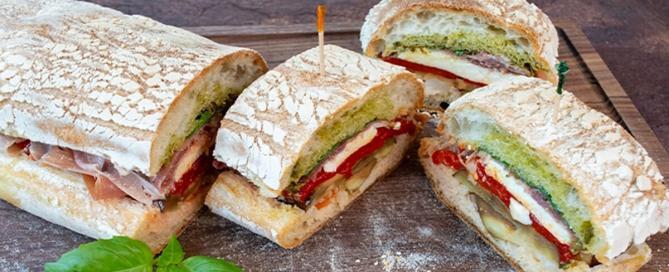 Grilled Eggplant, Prosciutto, and Pepper Panini