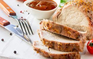 Herb-Crusted Pork Tenderloin with Tomato Sauce
