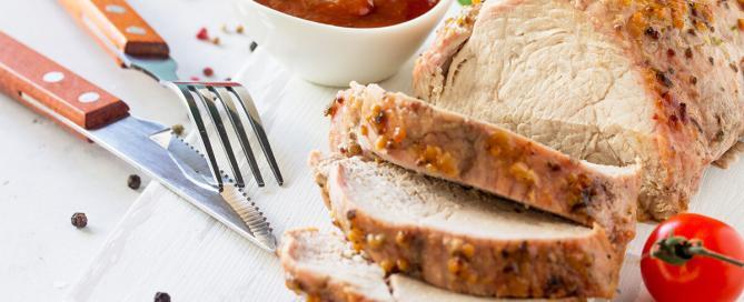 Herb-Crusted Pork Tenderloin with Tomato Sauce