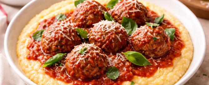 Italian Meatballs with Polenta