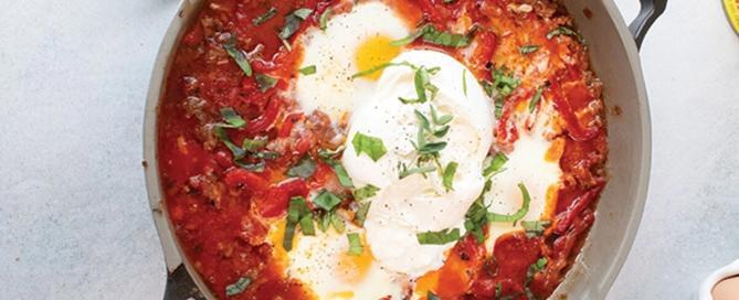 Italian Style Baked Eggs with Burrata