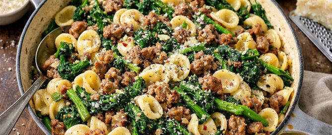 Lamb Sausage Orecchiette with Broccoli Rabe