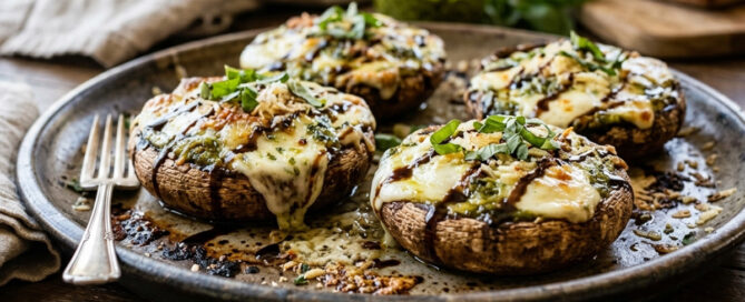 Mozzarella & Pesto Stuffed Mushrooms