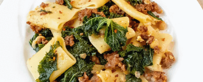 Paccheri with Pork Sausage & Cannellini Beans