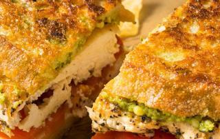 Pesto Turkey Panini with Roasted Red Peppers