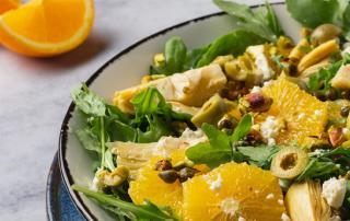 Roasted Chicken with Artichoke and Citrus Salad