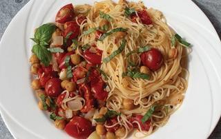 Roasted Chickpea and Tomato Pasta