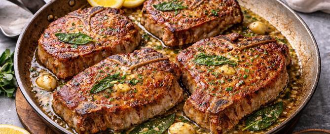 Sage Butter Pork Steaks