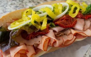 bomba italian hoagie with pepperoni Marios Meat Market and Deli