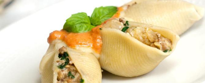 Sausage Eggplant Stuffed Shells