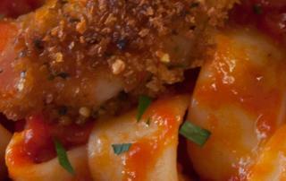 shrimp milanese caponata recipe image